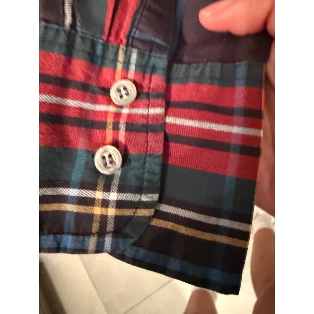 J.Crew Perfect Shirt 10P Red Green Tartan Plaid Button Down Cotton E6867 Womens